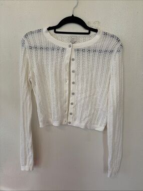 a new day White Openwork Button-Front Women's Cardigan